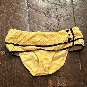 Betsey Johnson Yellow Bikini Bottom with Black Accents